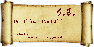 Ormándi Bartó névjegykártya